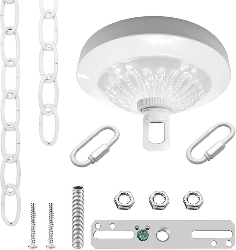 ECUDIS Light Fixture Canopy Kit, 5 Inches Diameter and 6 Feet Pendant Light Chain Includes Mounting Hardware for Chandelier or Swag Light Fixtures, Max Fixture Load of 50 Pounds (White) - Image 1